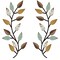 2 Pieces Metal Tree Leaf Wall Decor Vine Olive Branch Leaf Wall Art Wrought Iron Scroll Above The Bed, Living Room, Outdoor Decoration (Bright Colors)